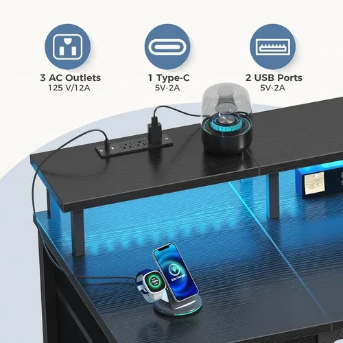 Vista 4 de DUMOS Escritorio para computadora de juegos de 40 pulgadas con cajones