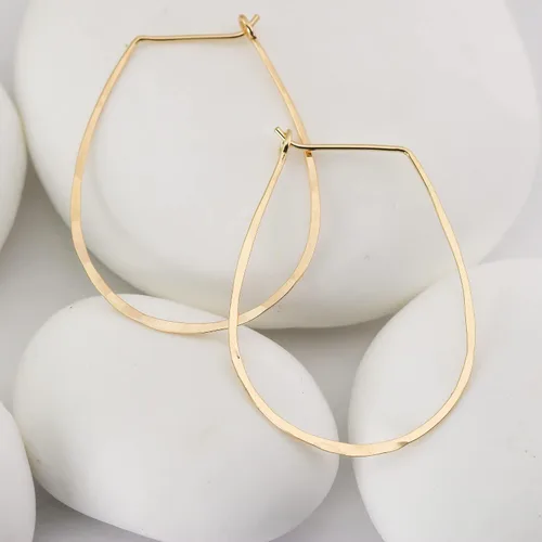 Vista 130 de Aretes de aro finos martillados, elegantes plata esterlina geométrica sólida, relleno de oro y relleno de oro rosa; para mujer por Lotus Stone
