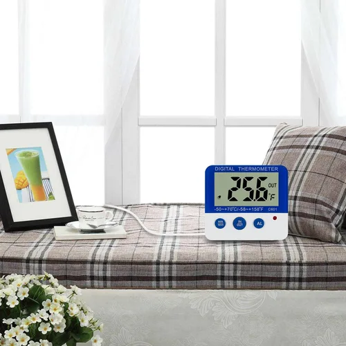 Vista 7 de Termómetro digital para nevera con soporte magnético y soporte calibrado para congelador con alarma LED, memoria máxima/mínima, rango de -58°F a