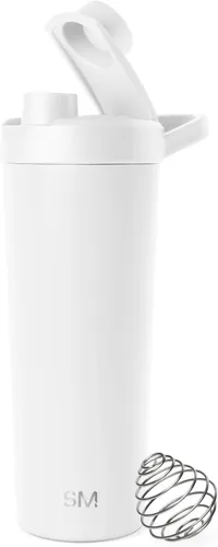 Vista 14 de Simple Modern - Botella agitadora de acero inoxidable con bola de 24 onzas Taza metálica aislada para mezclas de proteínas, batidos y Negro