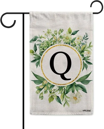 Vista 18 de Monogram Initial Letter P House Flag Flower Wreath Simple Style Letter Flag 28x40 Inch Vertical Double Sided for Outdoor Yard Decor