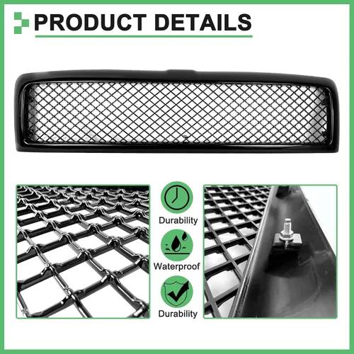 Vista 2 de Parrilla Compatible para Dodge Ram 1500 2500 3500 Parrilla Frontal de Malla 1994 1995 1996 1997 1998 1999 2000 2001 2002