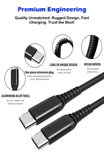 Vista 7 de [Paquete de 3 cables trenzados USB tipo C a USB C de 60 W PD de 10 pies de carga rápida compatibles con iPhone 15, MacBook Pro, iPad mini 6, Air 4