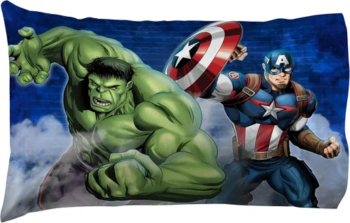 Vista 5 de Marvel Avengers Blue Circle - Juego de ropa de cama individual de 4 piezas, incluye edredón reversible y juego de sábanas, poliéster súper suave Los