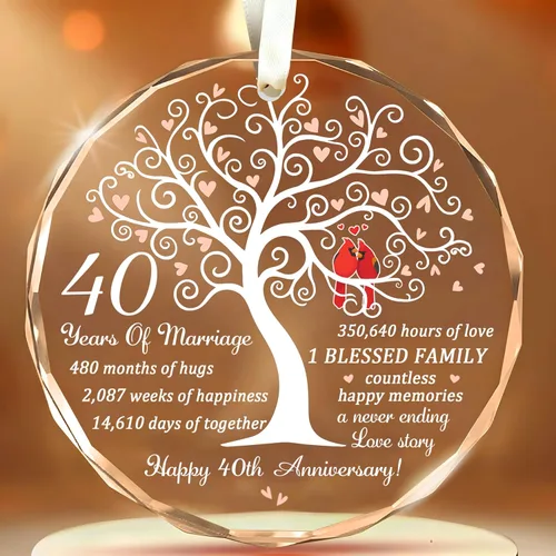 Vista 7 de Adorno de aniversario de 15 aniversario de boda, regalo para 15 aniversario, aniversario de cristal, idea de regalo de 15 años de Marrige