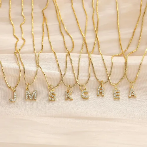 Vista 8 de Foxigrl Dainty Gold Initial Necklaces for Women, Trendy Gold Letter Necklace Tiny A-Z Pendant Choker Necklace Cute Simple Personalized Monogram Name