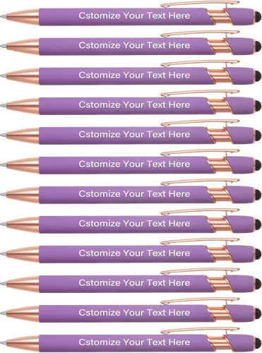 Vista 14 de Kingluu 12 bolígrafos personalizados con punta de lápiz capacitivo, grabado gratis, tinta negra, bolígrafo personalizado con tu nombre, logotipo