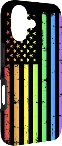 Vista 3 de Funda LGBT para iPhone 17 con diseño de bandera estadounidense arcoíris