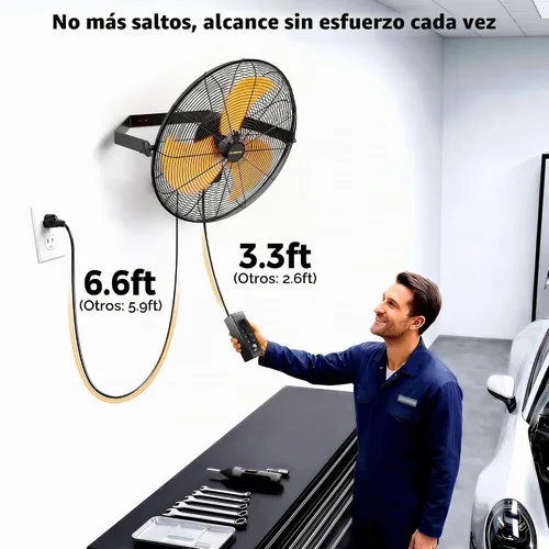 Vista 5 de CAMMOO Ventilador de montaje en pared de 18 pulgadas con cubierta Oxford