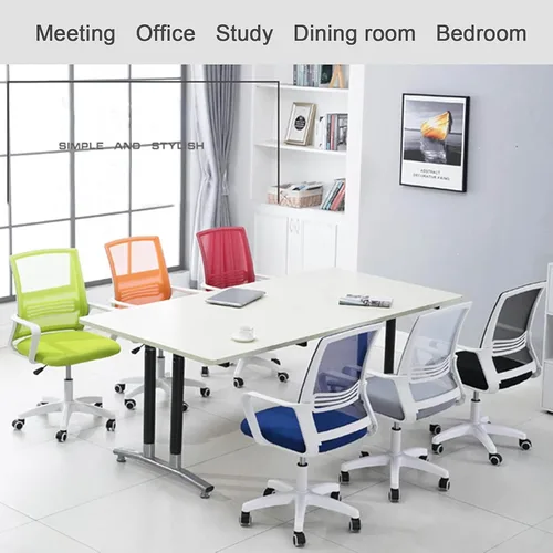 Vista 7 de Home Mesh Back Swivel Chair with Padded Seat and 360° Swivel - Computer Desk Chair with Arms - Adjustable Task Chair for Office - White Mesh Task