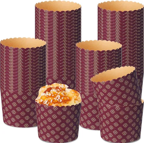 Vista 9 de FoldTier 24 moldes para pan de Pascua, moldes de papel corrugado para hornear, forma de papel redondo para pasteles, panettone, cocina, muffins