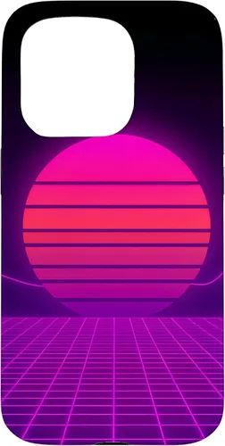Vista 14 de Funda con diseño estético para iPhone 16 Retrowave Synthwave de los años 80 y 90
