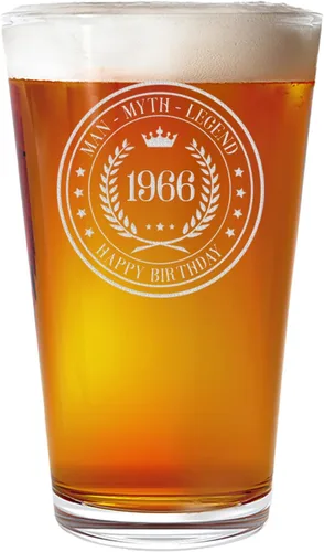 Vista 8 de Spotted Dog Company Vaso de pinta grabado vintage de 1966 de 16 onzas – Regalos de feliz cumpleaños 60 para hombres y mujeres, saludos a cumplir 60