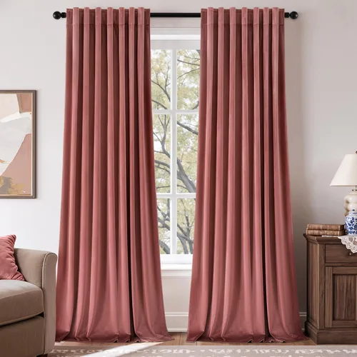 Vista 14 de EMEMA Cortinas de terciopelo negro, 2 paneles de 40 x 63 pulgadas de largo, bolsillo trasero para barra