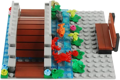 Vista 4 de BAENRCY Arch Bridge - Bloques de construcción para estanque, accesorios de fuente, juego de calles, kit de ladrillos de construcción, juego de Grande