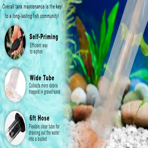 Vista 6 de SunGrow Kit de mantenimiento de acuario con bombilla de cebado, 65 pulgadas, fácil de usar, perfecto para tanques de peces pequeños, 2 minutos