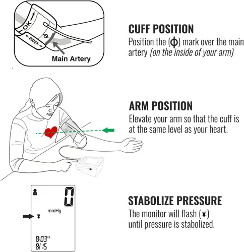 Vista 5 de HealthSmart Monitor Digital de Presión Arterial de Brazo con Manguito Automático para Brazo Superior que Muestra Presión Arterial, Frecuencia