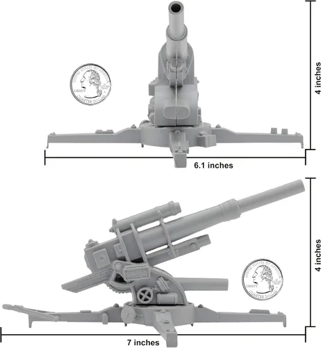 Vista 2 de BMC Classic WW2 Alemán 3.465 in Artillería - 2 piezas de plástico gris ejército hombres accesorios