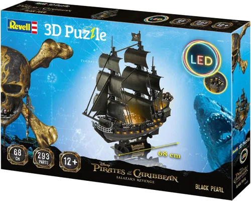 Vista 4 de Revell Rompecabezas 3D 00155 Black Pearl – Edición LED 293 piezas, altamente detallado, impresionantes efectos de luz, 26.8 in de longitud