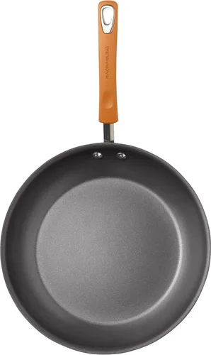 Vista 5 de Rachael Ray Brights - Sartén antiadherente anodizada dura, sartén anodizada dura, 8.5 pulgadas, gris con asas naranjas