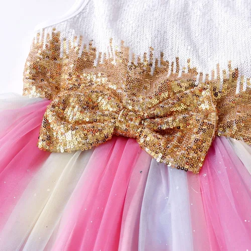 Vista 2 de VIKITA Vestidos de verano sin mangas de poliéster tutú para niñas de 3 a 12 años