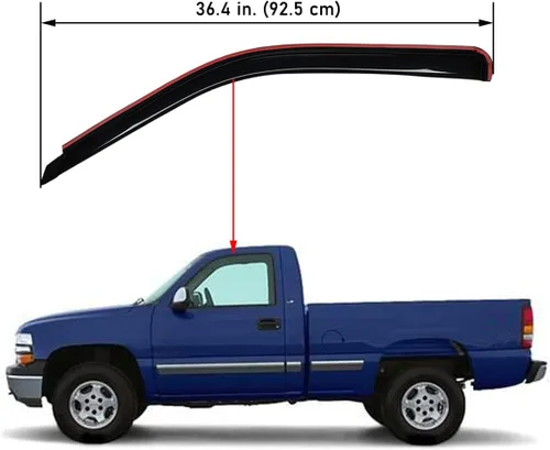 Vista 3 de Lightronic Visera de ventana de ventilación extra duradera en el canal, compatible con Chevrolet Silverado 1999-2006 y GMC Sierra 1500/1500