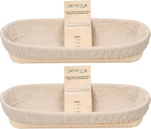 Vista 9 de DOYOLLA Juego Mini de Cestas Ovaladas para Fermentación (16.5 cm, juego de 5), Cestas para Masa de Pan de Masa Madre con Forros para Panaderos
