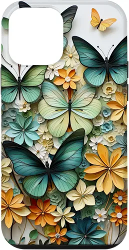 Vista 16 de iPhone 16 mariposa estética mariposas verdes naturaleza acuarela caso