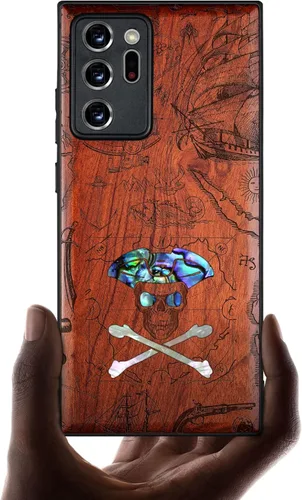 Vista 10 de Carveit Funda de madera de diseñador para Samsung Galaxy Note20 Ultra (grabado de madera e incrustaciones de carcasa) compatible con cargadores