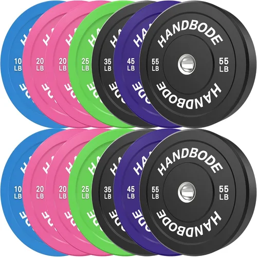Vista 26 de HANDBODE Juego de discos de peso de 2 pulgadas de alto rebote, juego de discos olímpicos de 45/100/160/190/260/300 libras, juego de discos