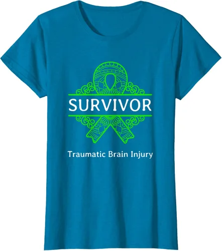 Vista 46 de Camiseta de concientización traumática con cinta verde para supervivientes de lesiones cerebrales, Negro, S