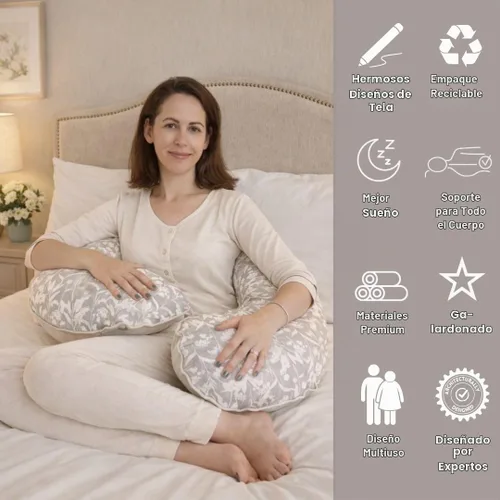 Vista 6 de BellaMoon - Almohada de embarazo en forma de C para dormir (55 pulgadas) Almohada corporal de maternidad con funda refrescante de soporte suave