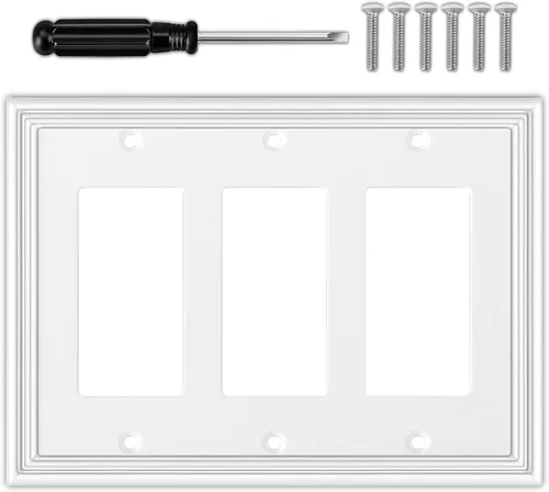 Vista 7 de Cubiertas Decorativas Blancas para Interruptores de Luz Combinados, Placa de Pared, Material Natural, Cubiertas de Salida de Placa de Interruptor