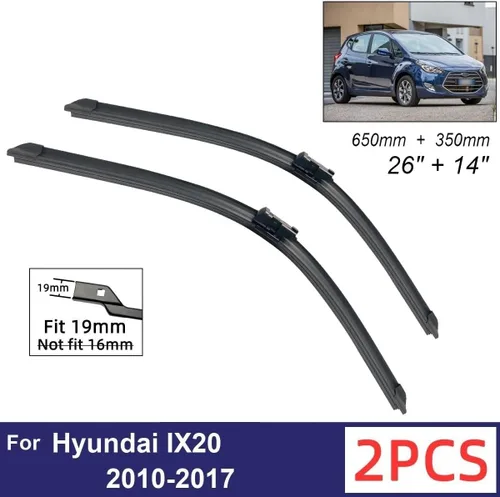 Vista 2 de Car Wiper Compatible with Hyundai IX20 2010-2017 Front Wiper Blades Soft Rubber Windscreen Wipers Auto Windshield 26" 14" 650mm 350mm (Color : 2 PCS)