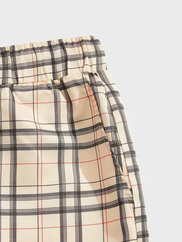 Vista 5 de GORGLITTER Conjunto deportivo casual de manga corta con estampado a cuadros para hombre