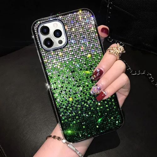 Vista 7 de LUVI Compatible con iPhone 13 Pro Max Bling Case Cute Glitter Diamond para mujeres y niñas, diamantes de imitación brillantes, parachoques
