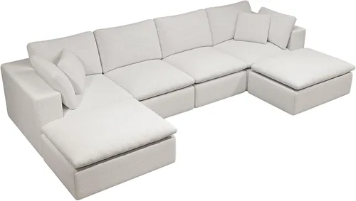 Vista 6 de 108.3x68.9 Inch Modular Sectional Sofa Seat, Upholstered Compressed Couch for Living Room Bedroom Apartment, No Assembly Required, 4PC Free