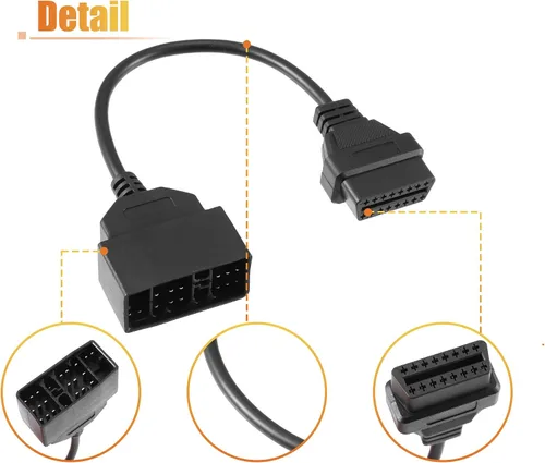 Vista 6 de X AUTOHAUX OBD1 22-Pin a OBD2 16-Pin Herramienta de diagnóstico Adaptador Cable conector para Toyota