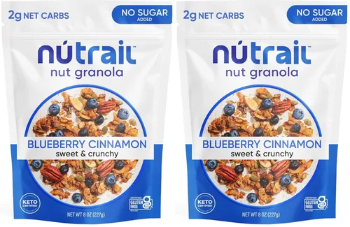 Vista 12 de Low Karb Keto Blueberry Nut - Granola saludable para desayuno, cereal, snacks y comida saludable, 0.1 onzas (3g) de carbohidratos netos, almendras