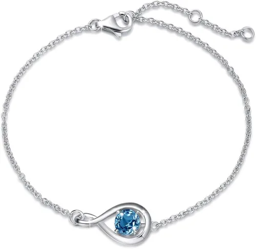 Vista 17 de FANCIME 925 Sterling Silver Infinity Birthstone Bracelets for Women abr-04