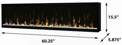 Vista 7 de Dimplex IgniteXL Chimenea Eléctrica Lineal Empotrada de 60 pulgadas con Accesorios de Madera Deriva y Piedra de Río - Negro, XLF60 y LF74DWS-KIT