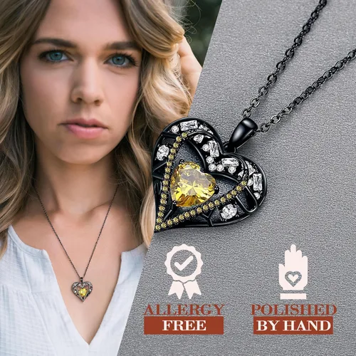 Vista 82 de Collar de cristal de 5 corazones, chapado en oro rosa de 18 quilates, colgante con cadena de plata de ley 925 de 18 + 2 pulgadas, joyería de piedra