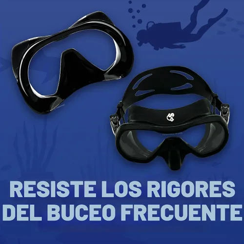 Vista 6 de Mako - Máscara de buceo, máscara de buceo de una sola lente, vidrio templado gran angular para esnórquel, buceo libre y natación, diseño de bajo