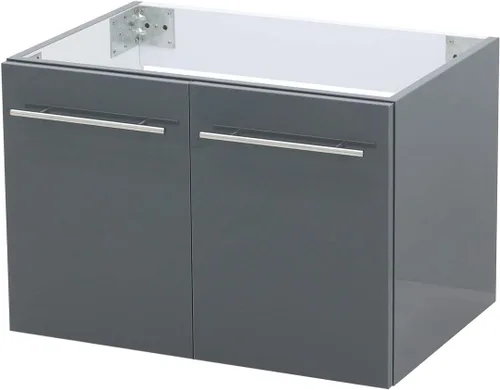 Vista 2 de Juego de lavabo flotante para montaje en pared, tocador gris oscuro brillante, encimera de fregadero integrada blanca, 23.25 pulgadas