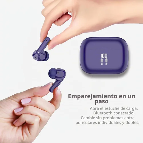 Vista 3 de Auriculares inalámbricos, Bluetooth 5.4 con graves profundos estéreo de alta fidelidad, 4 ENC con cancelación de ruido, auriculares inalámbricos