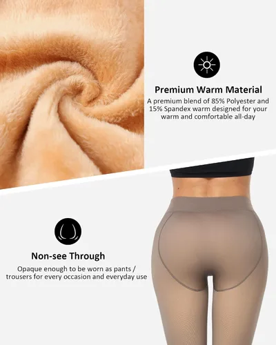 Vista 39 de NORMOV - Leggings con forro de vellón cálido para mujer, de invierno, mallas gruesas, de terciopelo, térmicas