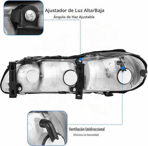Vista 3 de DWVO Conjunto de faros Compatible con Chevy Malibu 1997 1998 1999 2000 2001 2002 2003 Pareja de repuesto de faros delanteros
