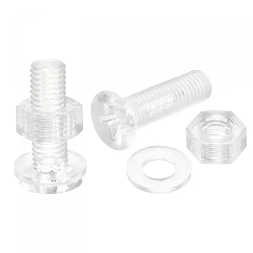 Vista 14 de uxcell Tornillos de máquina Phillips de plástico M6 x 0.472 in con tuercas y arandelas planas, pernos de máquina de cabeza plana de PC