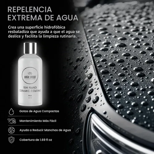 Vista 3 de Magic Shield Revestimiento de cerámica PRO 10H – Autorreparable Larga duración para 2 coches + Protección avanzada de SiO2 Fácil aplicación