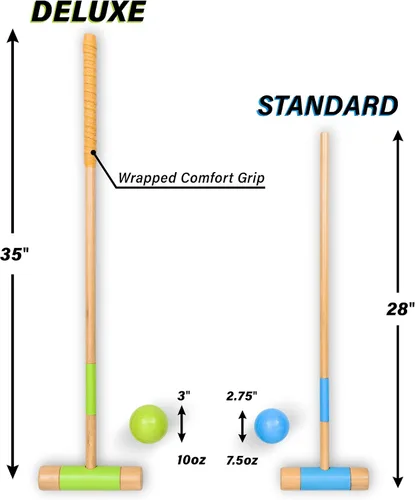Vista 5 de GoSports - Juego de croquet para seis jugadores para adultos y niños, diseño moderno de madera, elige Deluxe (35 pulgadas) o estándar (28 pulgadas)